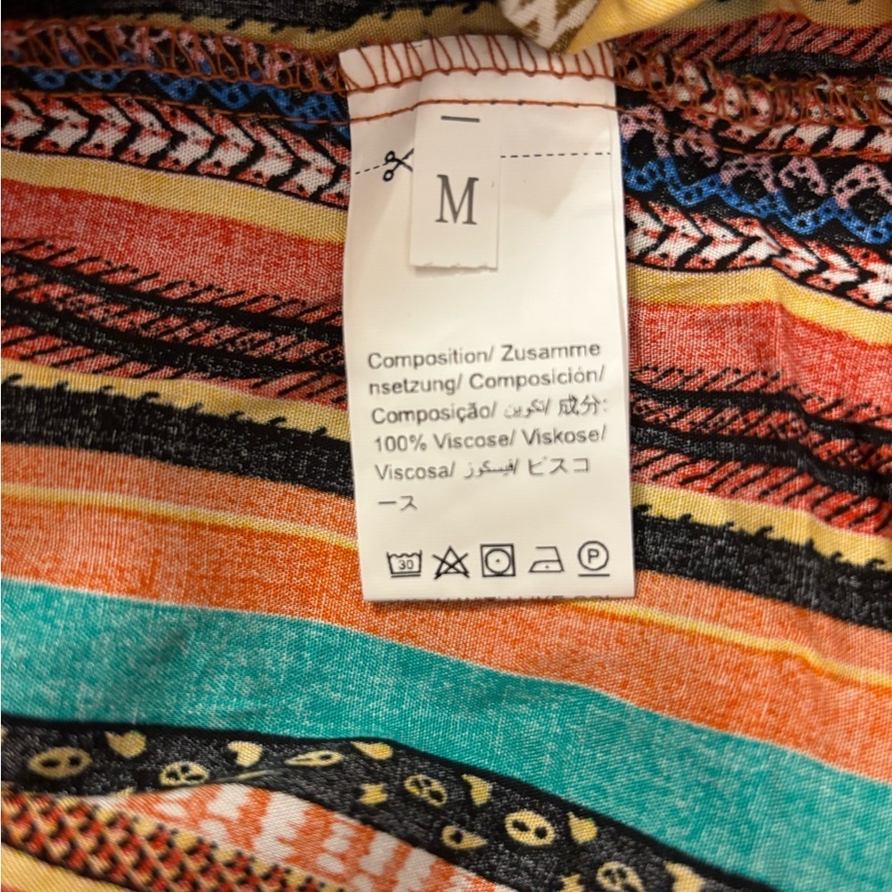 Verdusa Boho Off-Shoulder Striped Women’s Top - Multicolor Sz M - Picture 6 of 7